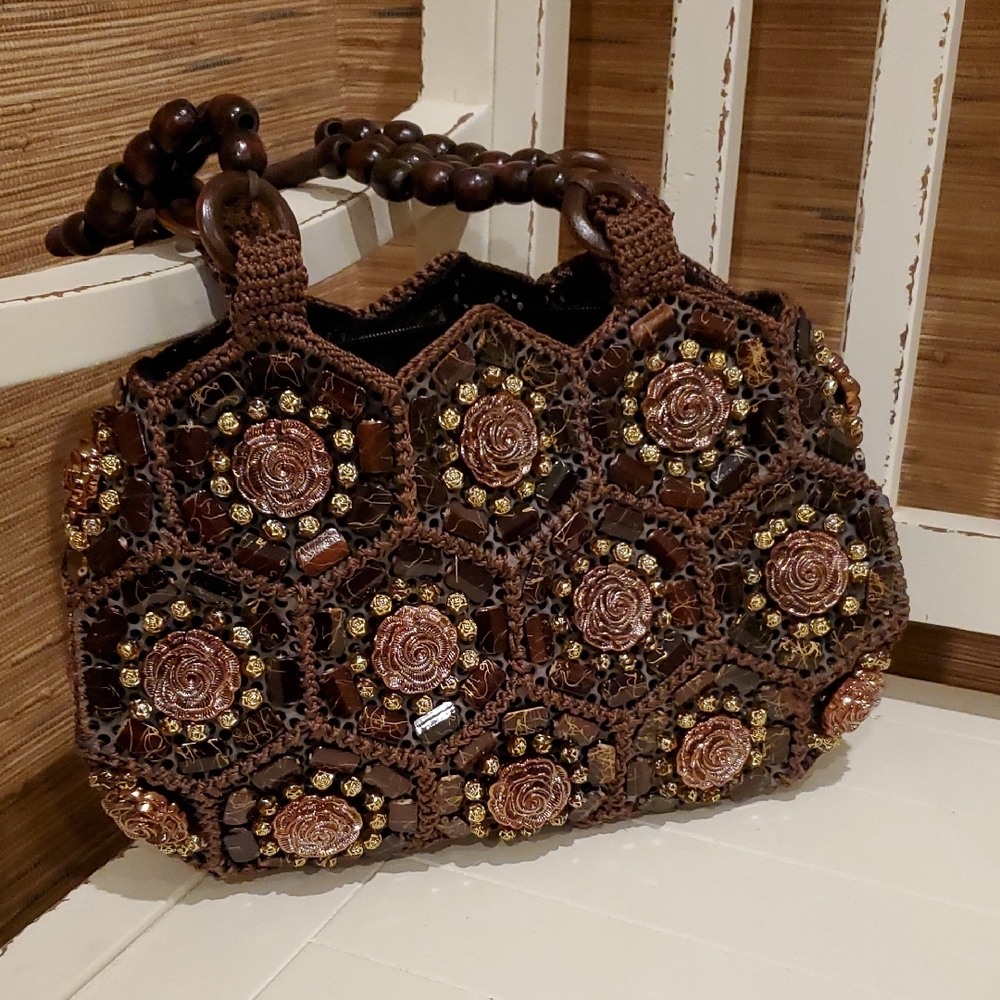 Embellished Beaded Crochet Women's Bag